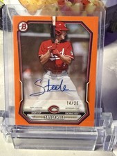 2025 Bowman Steele Hall Cincinnati Reds Orange Auto /25 BPA-SH