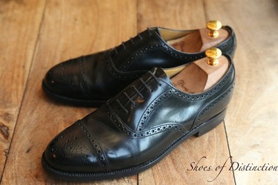 Joseph Cheaney Black Leather Oxford Brogue Shoes UK 8 F US 9 EU 42 English Made