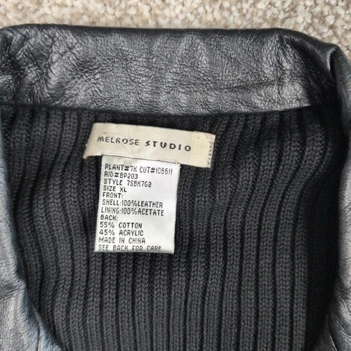 Melrose Studio Leather Knit Vest Womens XL Black Sleeveless Zip Up - Picture 4 of 7