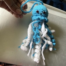 Handmade crochet 12  jellyfish with long cord/bag decor car charm