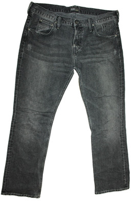 Lee Knox Herren Jeans W38 L34 Grau Denim Regular Straight Distressed