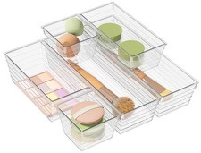 6 Pack Clear Drawer Organizer, Acrylic Drawer Storage Trays, Storage Bins for