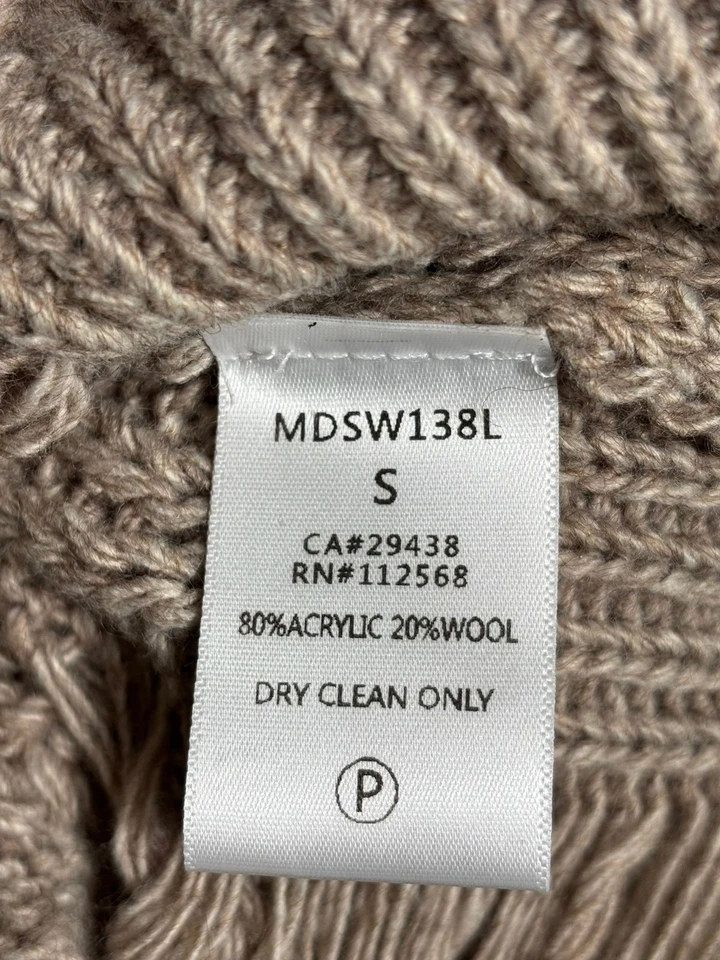 Suéter tejido Miss Me para mujer talla S marrón estilo envejecido mezcla de lana manga larga Foto 4 de 4