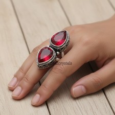 925 Sterling Silver Garnet Gemstone Beautiful Handmade Woman Gift Ring