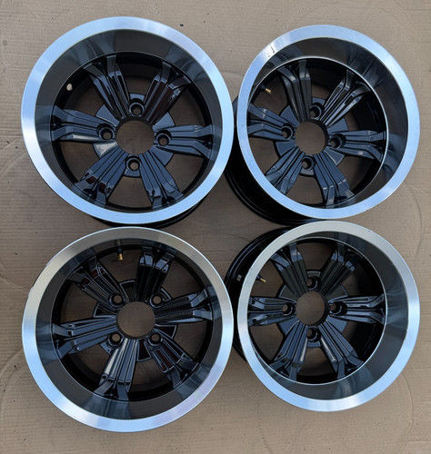 4 RETURNED GOLF CART 12"x7" MACHINED/BLACK ALUMINUM WHEELS /RIMS (12-94)