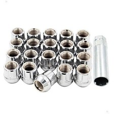 Set of 20 Chrome 1/2 Small Diameter Lug Nuts Bulge Acorn Spline Drive Open