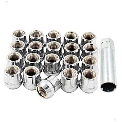  Set of 20 Chrome 1/2 Small Diameter Lug Nuts Bulge Acorn Spline Drive Open 