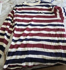 1990s Vintage Mens Rockawear Urban Style Red White Blue Stripe LS Shirt Size 2XL