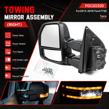 Tow Mirrors Fits 2015-2018 Ford F150 Power Heated Led Signal Right Side Tow Mirrors Fits 2015-2018 Ford F150 Power Heated Led Signal Right Side