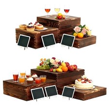 6 Pack Wooden Buffet Risers Rustic Wood Cupcake Stand Catering Supplies 6 PCS