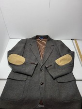 Pendleton Blazer Men 48L Virgin Wool Suede Elbow Patch USA Vintage Tweed Speckle