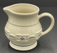 Longaberger Pottery Woven Traditions Blue Roseville Small Juice Pitcher #30082