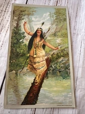 Original Vintage 1905 INDIAN MAIDEN Chromolithograph Western Art Print NOS