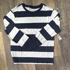 Basic Editions Boys Navy White Striped Long S...