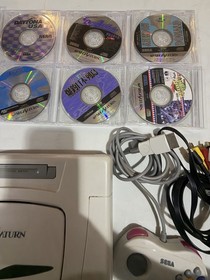 SEGA Saturn HST-3220 White Console Bundle w/ Controller, Cables, Action Replay