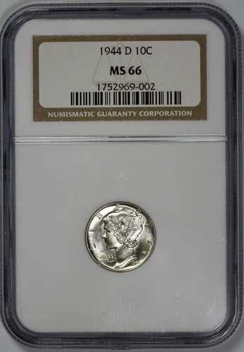 1944-D Mercury 10c Silver Dime NGC MS 66 Semi Proof Like