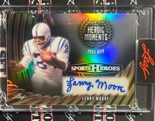 LENNY MOORE 2026 Leaf Metal Sports Heroes Heroic Moments Prismatic Grey 4/9 Auto