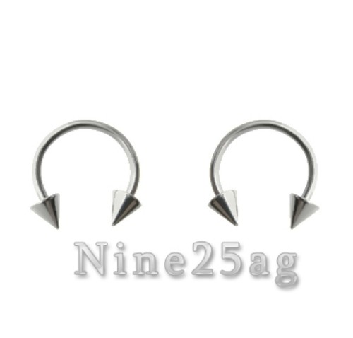 16g 3/8 CIRCULAR HORSESHOE Barbell Body Jewelry SPIKE - Picture 2 of 2