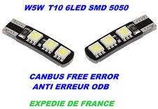 2 AMPOULES LED T10 W5W 6 LED OPEL FORD T10 W5W 5 SMD BLANC XENON 6000K CANBUS 