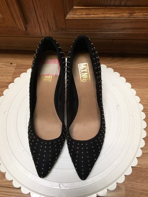 black heels with gold studs
