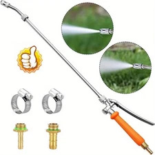 29" Adjustable Stainless Steel Garden Sprayer Wand with Built-in Shut-Off Valve