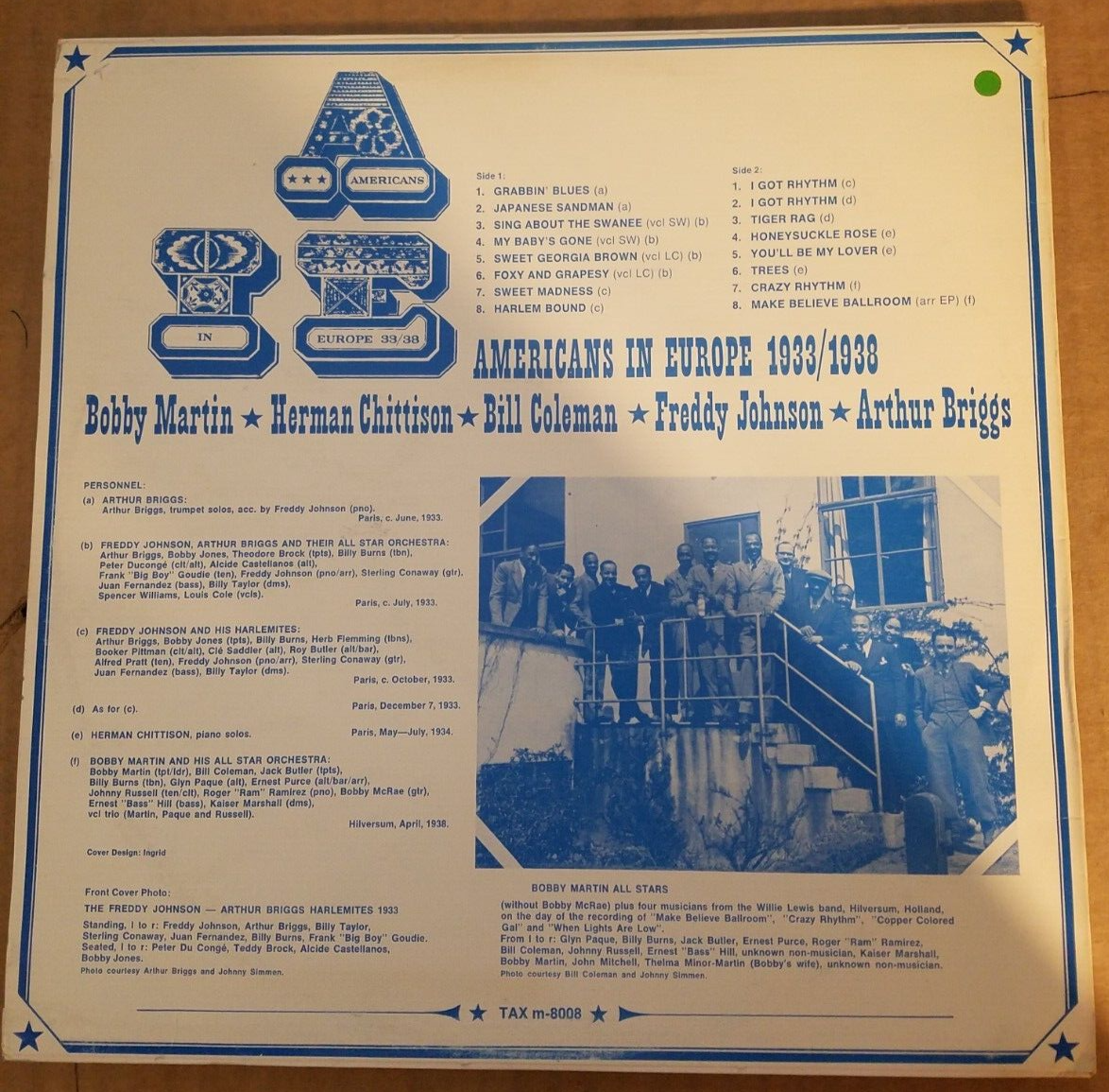 33RPM Tax m-8008 AIE (Americans in Europe 1933/1938), visually