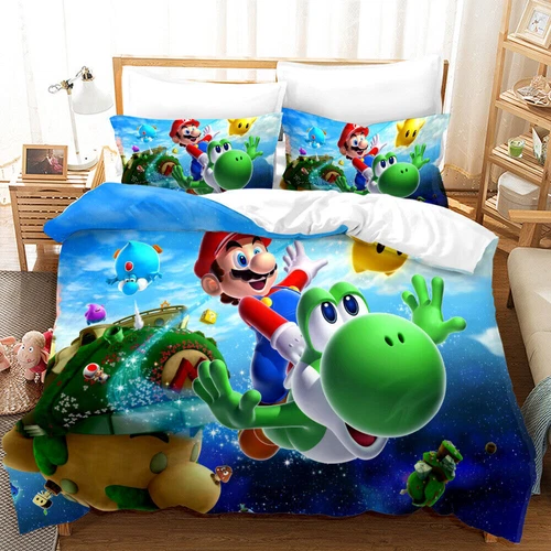 Super Mario Bettwäsche-Set 3-teilig Bettdecke/Bettbezug Kissenbezug UK Single Double King/Groß - Bild 16 von 22