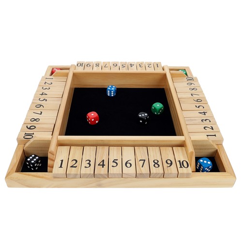 Pacific Shore Games 4 Player Shut The Box Dice Game, Natural Solid Wood, Large - Picture 3 of 7
