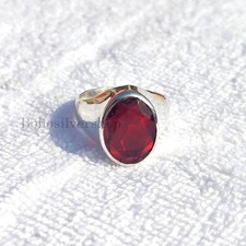 Red Garnet Gemstone 925 Sterling Silver Handmade Cocktail Mens Ring Jewelry 336