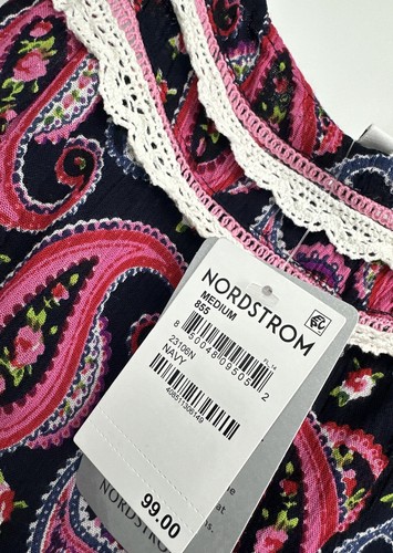 Barok Paris Paisley Mini Dress Sz M Lace Trim, Ruched Back Anthropologie - Picture 3 of 7