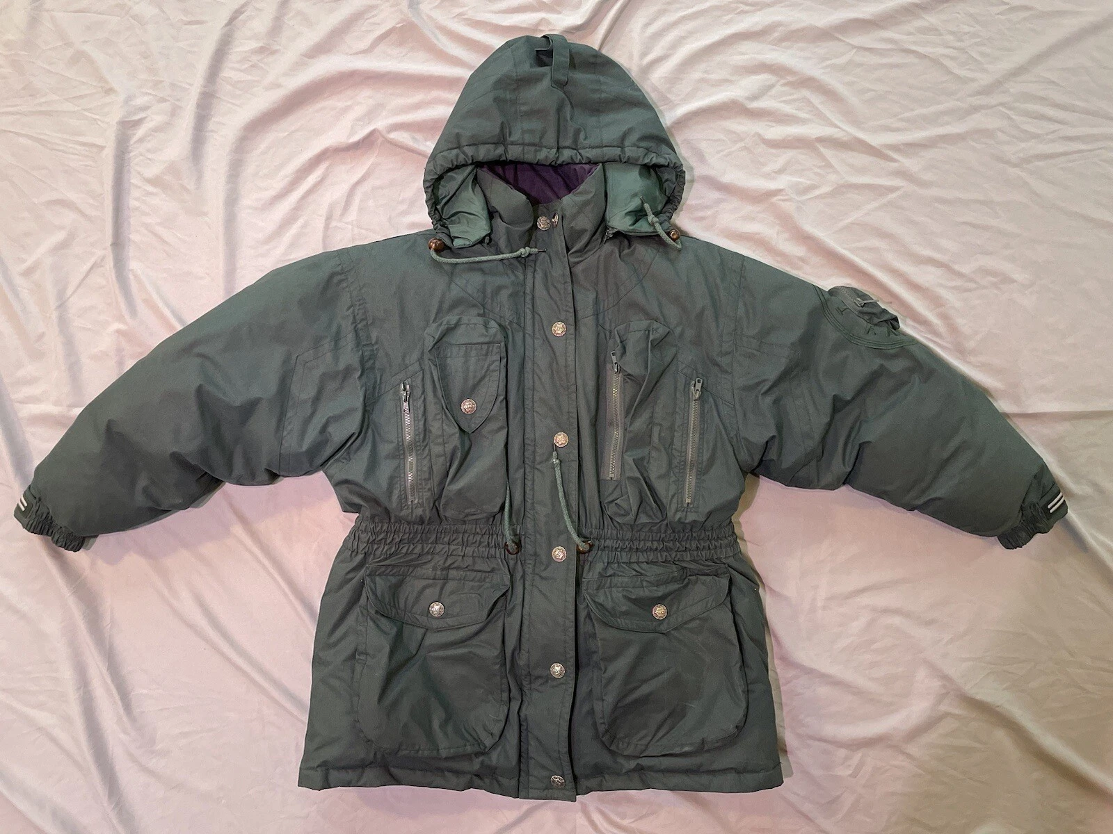 VINTAGE TRIPLE FAT GOOSE JACKET PARKA Men’s Medium Green Warm Down Filled Hooded