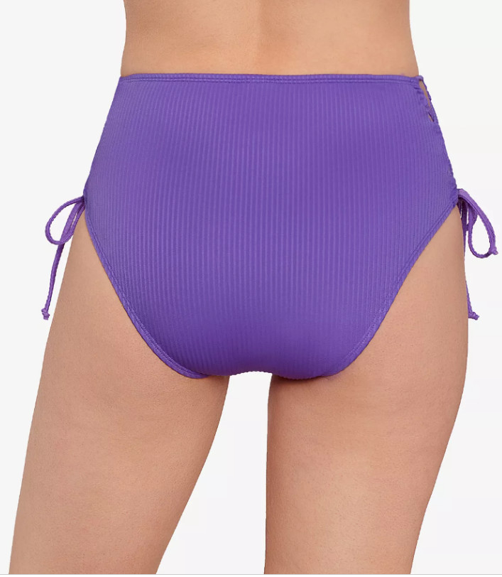 Salt + Cove Juniors' Raised Rib Lace-Side Bikini Bottoms Purple Size M  4775