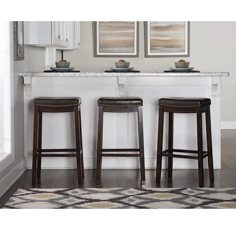 Linon Claridge 32.5" Wood Bar Stool in Bronze - Image 4 of 4