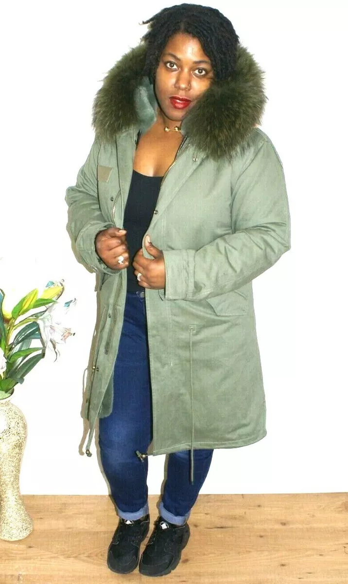 Miss Furs Green Fox Fur Hooded Parka Coat Extra Large eBay