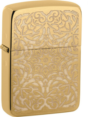 Zippo Accendino Ottone Spazzolato – Antivento, Ricaricabile, Garanzia 30 Anni, Made In USA, Incisione Laser Fiamma