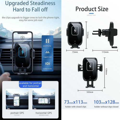 Car Air Vent Mount Wireless Fast Phone Charger Holder For Apple iPhone 16 15 14 - 第 20/22 張圖片