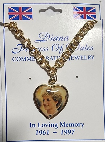 Diana Princess of Wales Commemorative Jewelry HEART Pendant Bracelet 6" New