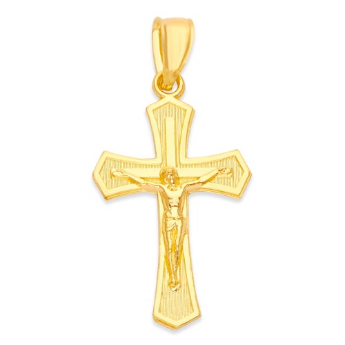 Solid 14k Gold Crucifix Pendant - Cross Necklace Religious Jewelry - 第 1/5 張圖片