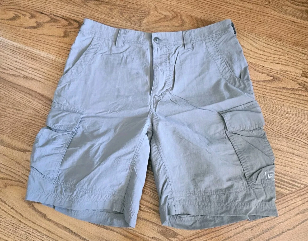 REI Fishing Hiking Camping Outdoor Travel Cargo Nylon Shorts Men's Size L Gray