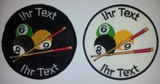 Vereinslogo Billard m Queue Billardkugel Wunschtext Aufn&auml;her Patch 10 cm (71)