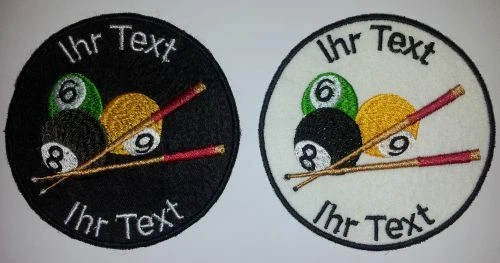 Vereinslogo Billard m Queue Billardkugel Wunschtext Aufnäher Patch 10 cm (71) - Bild 1 von 1