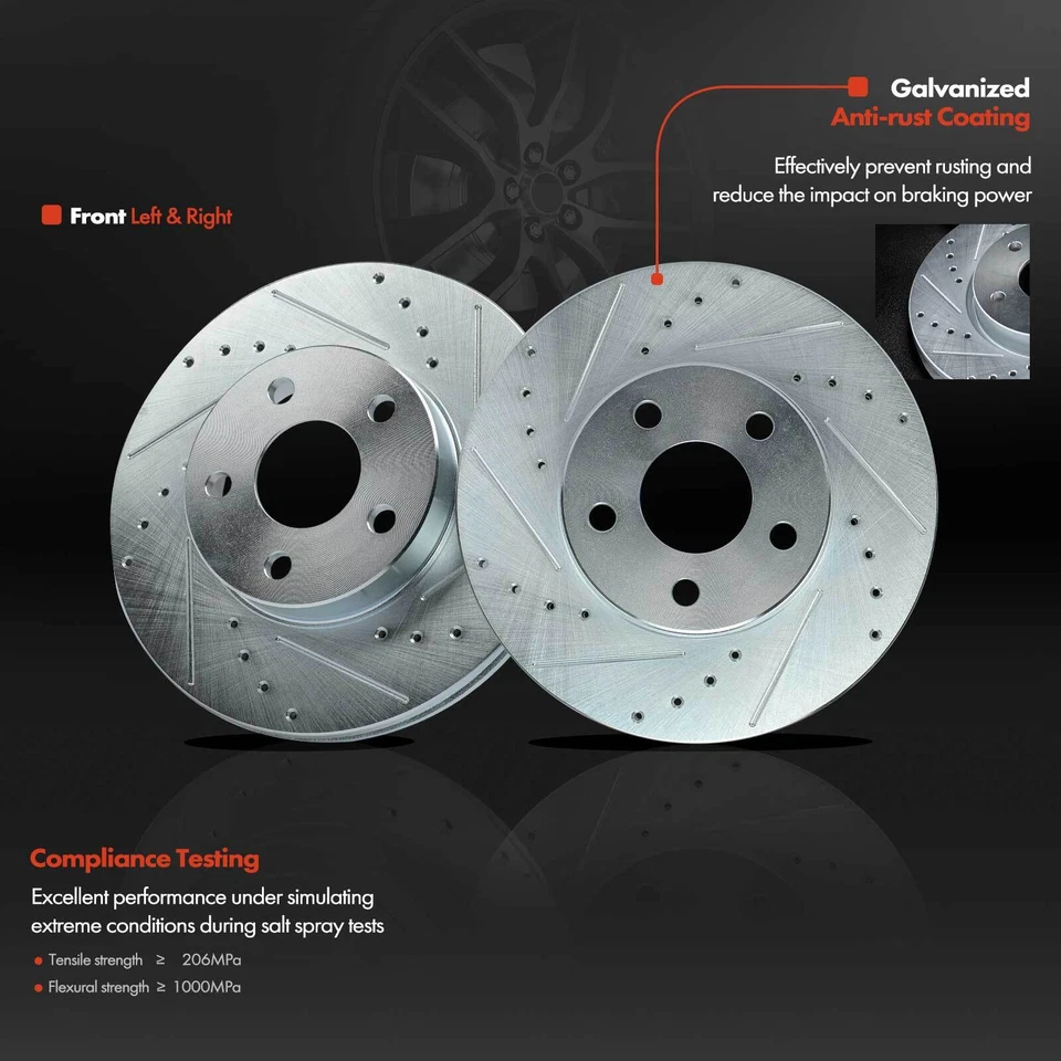 Front Drilled Brake Rotors & Ceramic Pads for Chevrolet Corsica Buick Pontiac - Image 4 of 4