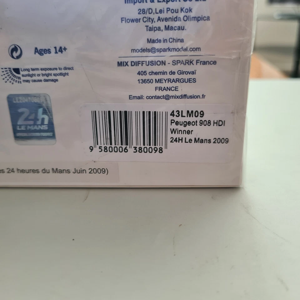 Spark 1/43 Peugeot 908 winner 2009 Le Mans, still sealed — 第 4/4 张图片