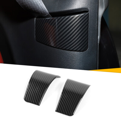 Seat Safety Belt Button Cover Trim Bezels for Dodge Challenger 2010+Carbon Fiber