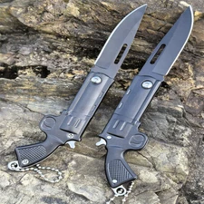 2Packs Folding Knife Pocket Knife Hand Gun Pistol Knife Gun Shape Knife REVOLVER