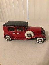 Vintage Japan Tin Touring Toy Car N-1929 Red and Black