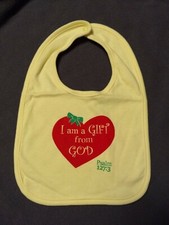 "I am a Gift from God" Christian Religious Baby Toddler Infant Yellow Cotton Bib