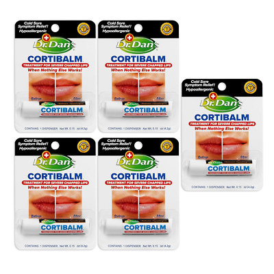 Dr. Dan's Cortibalm-5 pack- for Dry Cracked Lips Healing Lip Balm for Severely -