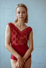 Lisa Leotard - V Neck Sleeveless Lace Leotard