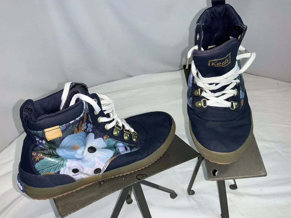 Keds Rifle Paper Co High Top Shoes Sz 6 Women Blue Floral LNWOT YGI I0S-123 - Image 2 of 4